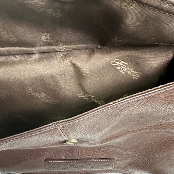 Fossil Vintage Leather Brown Pebbled Crossbody Bag 75082 Flap Adjustable Strap - Picture 10 of 13